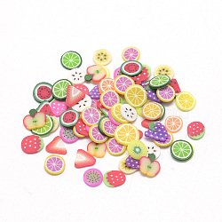 Handmade Polymer Clay Cabochons, No Hole, Fruit, Mixed Color, 4~6x4~6x0.3~0.8mm(X-CLAY-Q242-08A)