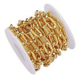 Brass Paperclip Chains, Flat Oval, Drawn Elongated Cable Chains, with Spool, Long-lasting Plated, Unwelded, Lead Free & Cadmium Free, Golden, 17.5x10x3mm, 2m(LCHA-SZ0001-01G-RS)