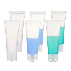 PE Plastic Refillable Flip Top Cap Bottles, with PP Plastic Lids, Travel Portable Squeeze Makeup Hoses, Facial Cleanser Tube, Face Cream Container, White, 11.6x2.9cm, Capacity: 50ml(X1-MRMJ-WH0037-02B)