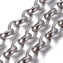 304 Stainless Steel Rolo Chains, Belcher Chains, Unwelded, Stainless Steel Color, 13x10x4mm(CHS-P007-02P)