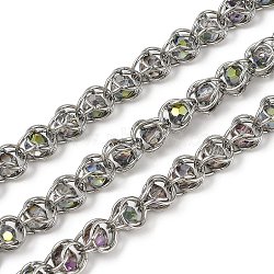 304 Stainless Steel Glass Link Chains, Unwelded, with Spool, Gray, 10x8x8mm(CHS-L029-10P-03)