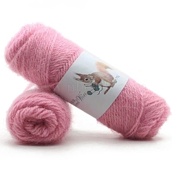 75g Polyester Yarns, Squirrel Mohair Yarns, Crocheting Yarn for Winter Sweater Hat Scarf, Pink, 3mm(PW-WG11101-02)