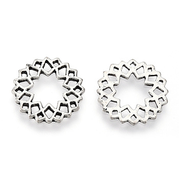 Tibetan Style Alloy Filigree Joiners, Cadmium Free & Lead Free, Flower, Antique Silver, 20x19x1.5mm