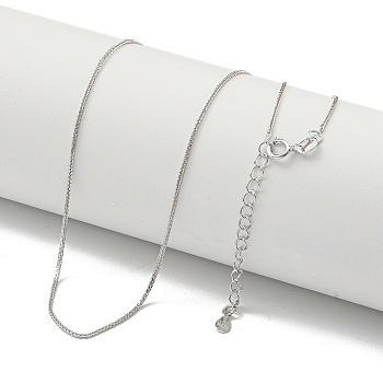 925 Sterling Silver Wheat Chain Necklaces, Real Platinum Plated, 16.02 inch(40.7cm)