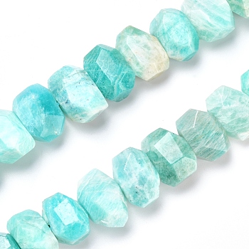 Natural Amazonite Beads Strands, Faceted, Polygon, 12~15x17~21x9~15mm, Hole: 1.2mm, about 15pcs/strand, 7.48 inch~7.87  inch(19~20cm)