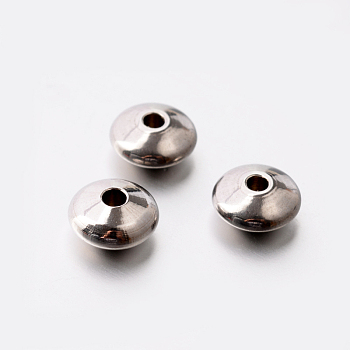Rondelle 201 Stainless Steel Spacer Beads, Stainless Steel Color, 8x4mm, Hole: 2mm