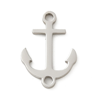 201 Stainless Steel Laser Cut Connector Charms, Stainless Steel Color, Anchor & Helm, 15x10.5x1mm, Hole: 1.4mm