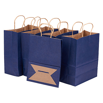 Kraft Paper Bag, with Handle, DarkSlate Blue, 21x11x27cm, 30pcs/set