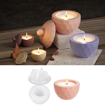 Faceted Hexagon DIY Candle Cup Silicone Molds, Storage Box Molds, Resin Plaster Cement Casting Molds, Clear, 3.9x2.3cm, Inner Diameter: 2.6cm