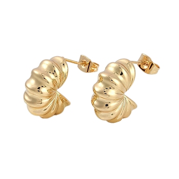 Rack Plating Brass Stud Earrings for Women, Long-Lasting Plated, Real 18K Gold Plated, 17.5x8mm