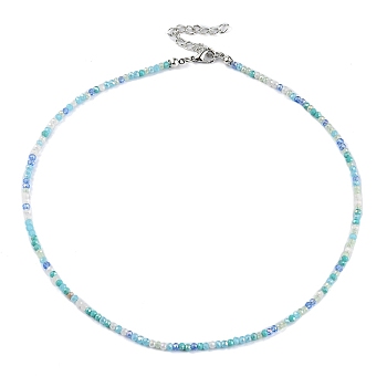 Bling Glass Beaded Necklace for Women, Turquoise, 16.93 inch(43cm)