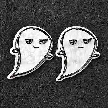 Resin Pendants, Halloween Theme, DIY Earring and Headdress, Ghost, White, 39x28x2mm, Hole: 1.5mm