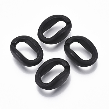 Spray Painted CCB Plastic Linking Rings, Quick Link Connectors, For Jewelry Cable Chains Making, Oval, Black, 31x21x12.5mm, Inner Diameter: 11x21mm