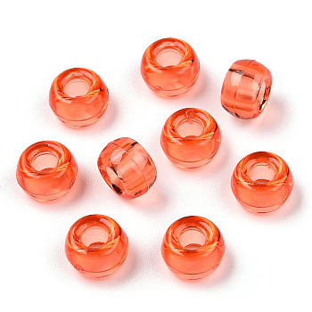 500Pcs Transparent Plastic Beads, Barrel, Coral, 9x6mm, Hole: 3.8mm