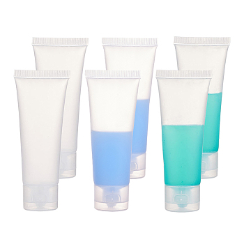 PE Plastic Refillable Flip Top Cap Bottles, with PP Plastic Lids, Travel Portable Squeeze Makeup Hoses, Facial Cleanser Tube, Face Cream Container, White, 11.6x2.9cm, Capacity: 50ml