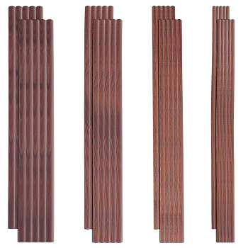 32Pcs 4 Styles Black Walnut Wood Craft Sticks, Column, Coconut Brown, 150x2.7~5.8mm, 8pcs/style