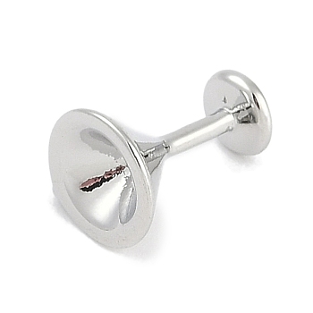 Brass Micro Pave Clear Cubic Zirconia European Dangle Charms Bails, Peg Bails, for Half Drilled Beads, Lead Free & Cadmium Free, FreeTrophy, Platinum, 10.5x9x7.5mm, Hole: 3mm, Pin: 1mm