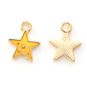 Alloy Enamel Charms, Star, Light Gold, Yellow, 12x10x2mm, Hole: 1.6mm