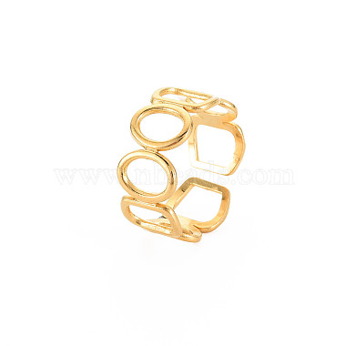 chapado de iones (ip) 304 anillo de puño de geometría abierta de acero inoxidable para mujer(X-RJEW-S405-166G)-3