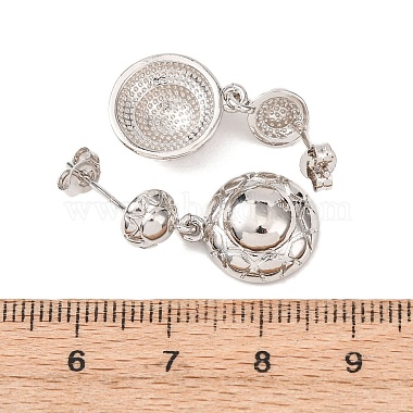 半円形の真鍮製ダングルスタッドイヤリング(EJEW-D351-04P)-3