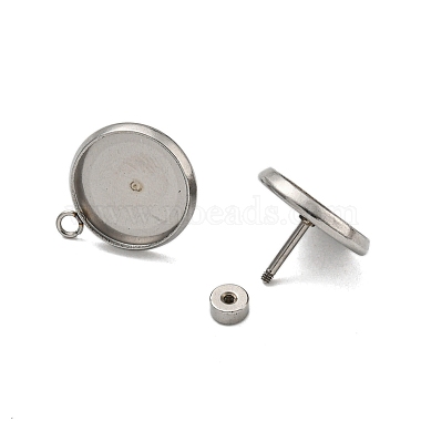 Stainless Steel Color Flat Round 201 Stainless Steel Earring Settings