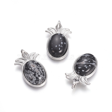 Platinum Fruit Snowflake Obsidian Pendants