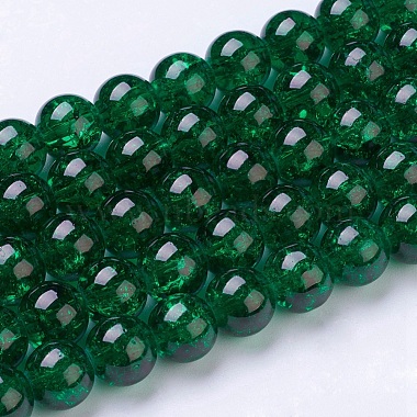 1Strand Dark Green Transparent Crackle Glass Round Beads Strands(X-CCG-Q001-10mm-17)-2