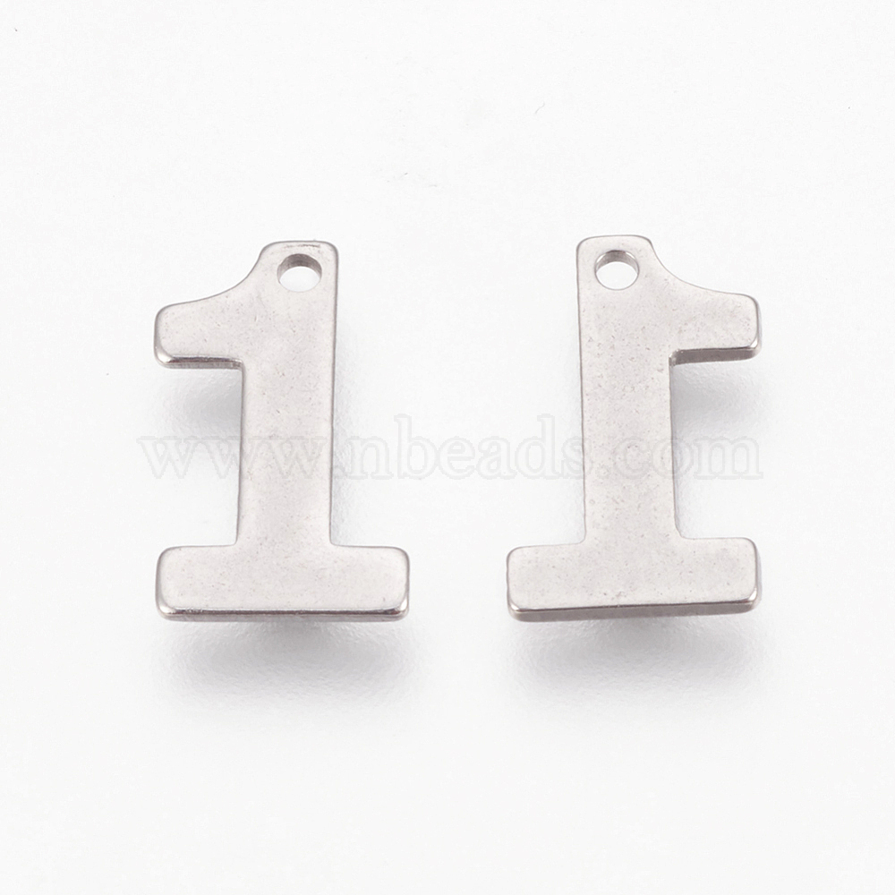 Stainless Steel Number Charms - Set of 25 Charms - Numbers 1-25 - 13mm with Loop - NUMBER001BFS