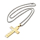 Cross with Word 304 Stainless Steel Pendant Necklace with Box Chains(NJEW-F319-02G)-2