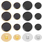 CCB Style Plastic Shank Buttons, with Black Enamel, Flat Round, Mixed Color, 15x7.5~8mm, 21.5x8mm, 80pcs/box(BUTT-OC0001-08)