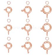 925 Sterling Silver Spring Ring Clasps with Open Jump Rings, Rose Gold, Clasps: 9~11.5x7~9.5x1.5~2mm, Hole: 1.5~2mm, 12pcs; Rings: 24 Gauge, 3x0.5mm, Inner Diameter: 2mm, 12pcs(STER-GO0001-04RG)