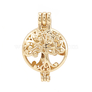 Alloy Locket Pendants, Diffuser Locket, Hollow, Flat Round with Tree, Golden, 30x20x10mm, Hole: 3.5x2.5mm, Inner Measure: 18mm(PALLOY-S062-54G)