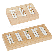2Pcs 2 Styles Rectangle 5-Slot Bamboo & 3-Slot Wood Ring Display Tray Stands, Finger Ring Organizer Holder, with PU Imitation Leather Inside, White, 9.2~15x5.9~6x1.7cm, 1pc/style(RDIS-HY0001-02A)