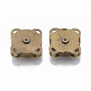Iron Purse Snap Clasps, Closure for Purse Handbag, Antique Bronze, 19x19x7mm, Hole: 1.5x2mm(IFIN-R203-68AB)