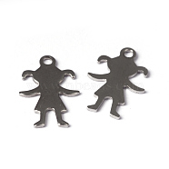 Girl 304 Stainless Steel Pendants, Stainless Steel Color, 16x11x1mm, Hole: 1.5mm(STAS-G130-44P)
