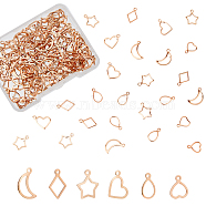 120Pcs 6 Style 304 Stainless Steel Charms, Stamping Blank Tag, Mixed Shapes, Rose Gold, 10~15x8.7~13.7x0.8~1mm, Hole: 1~mm, 20pcs/style(STAS-DC0014-93)