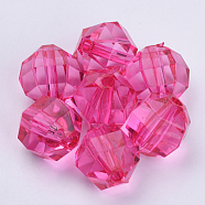 Transparent Acrylic Beads, Faceted, Round, Hot Pink, 20x20mm, Hole: 2.9mm, about 114pcs/500g(TACR-Q256-20mm-V08)