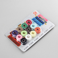Prewound Bobbins Sewing Threads Kit, with Plastic Sewing Thread Bobbins, Cotton Thread, Mixed Color, 143x94x13mm, 1 roll/color, 12 colors, 12 rolls/set(PW22062909666)