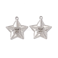 304 Stainless Steel Pendants, Star Charms, Stainless Steel Color, 26x25x4.5mm, Hole: 2.5mm, inner diameter: 5x5mm(STAS-K242-12P)