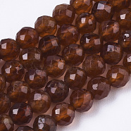 Natural Orange Garnet Beads Strands, Faceted, Round, 4mm, Hole: 0.7mm, about 95pcs/strand, 15.35 inch(39cm)(G-R462-029C)