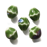 Handmade Porcelain Beads, Rhombus, Olive Drab, 11.5x10mm, Hole: 2mm(PORC-H013-01-05)