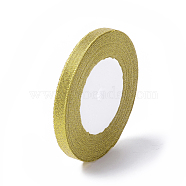 Glitter Metallic Ribbon, Sparkle Ribbon, DIY Material for Organza Bow, Double Sided, Golden, Size: about 3/8 inch(10mm) wide, 25yards/roll(22.86m/roll)(X-RS10mmY-G)