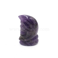 Natural Amethyst Moon with Human Face Figurines Statues for Home Office Desktop Decoration, 15x24x37mm(PW-WG92128-01)