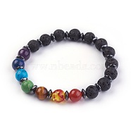 Natural/Synthetic Mixed Stone Stretch Bracelets, with Lava Rock and Non-Magnetic Synthetic Hematite Beads, 2-1/8 inch(5.5cm)(BJEW-JB03945-01)