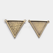 Tibetan Style Cabochon Pendant Settings, Lead Free & Nickel Free, Triangle, Antique Bronze, Tray: 27x27mm, 32x34.5x3mm, Hole: 2mm(X-TIBE-A22164-AB-FF)