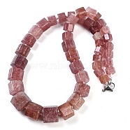 Natural Strawberry Quartz Hexagon Prism Graduated Beaded Necklaces for Women Men, 19.49 inch(49.5cm)(NJEW-K388-03U)