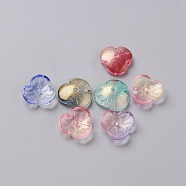 Transparent Glass Beads, with Glitter Powder, Dyed & Heated, Flower, Mixed Color, 12x3.6mm, Hole: 1mm(EGLA-L027-A)