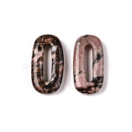 Natural Rhodonite Oval Pendants, Oval Ring Charms, 30x15~16x5~6mm, Hole: 17.5~19.5x3.5~4.5mm(G-N342-105L)