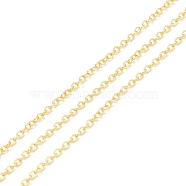 Brass Cable Chains, Long-Lasting Plated, with Spool, Cadmium Free & Lead Free, Soldered, Real 18K Gold Plated, 2x1.5x0.2mm, about 32.8 Feet(10m)/roll(CHC-D030-10G-RS)