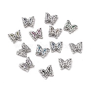 Eco-friendly Brass Cubic Zirconia Multi-Strand Links, Cadmium Free & Lead Free, Butterfly, Platinum, Mixed Color, 10x12x5mm, Hole: 1.2mm(KK-D076-07A-P)